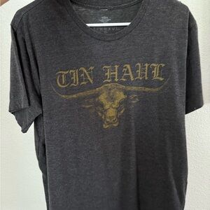 Tin Haul Charcoal Tee with Gold Graphic